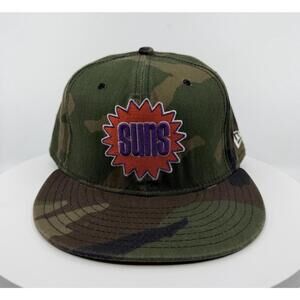 Phoenix Suns Hat Cap Fitted Mens 7 1/8 Army Camo Green NBA Basketball New Era